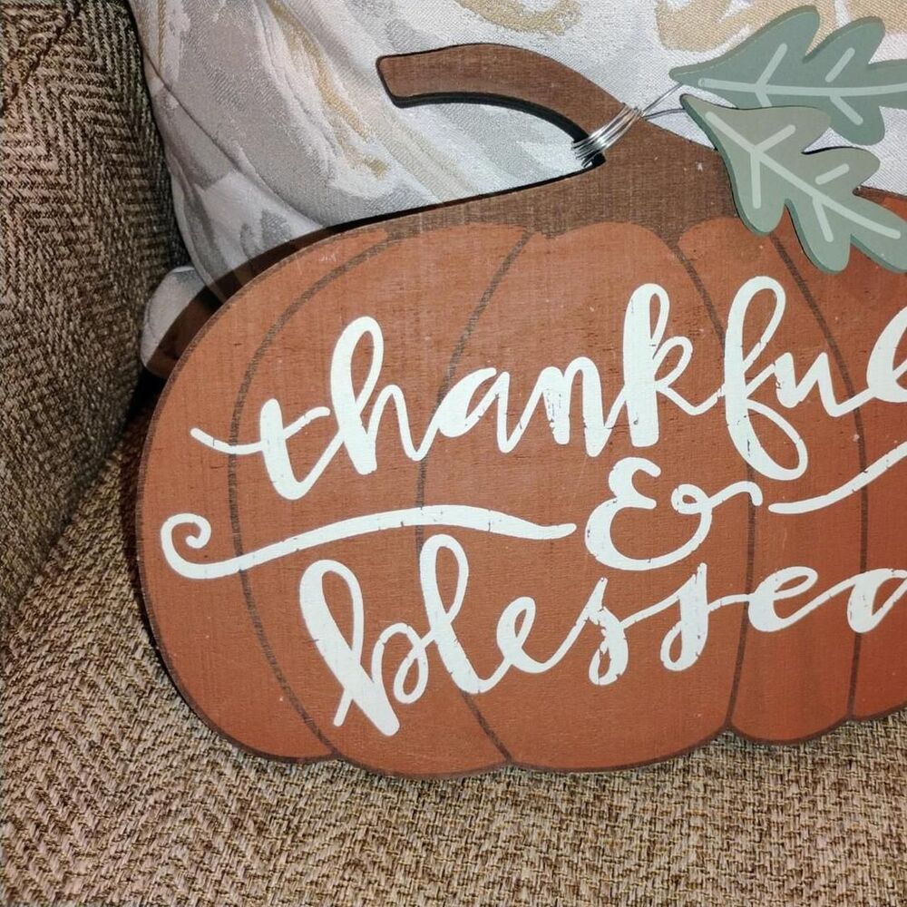 Wood Hand Painted Thankful & Blessed Fall Decor